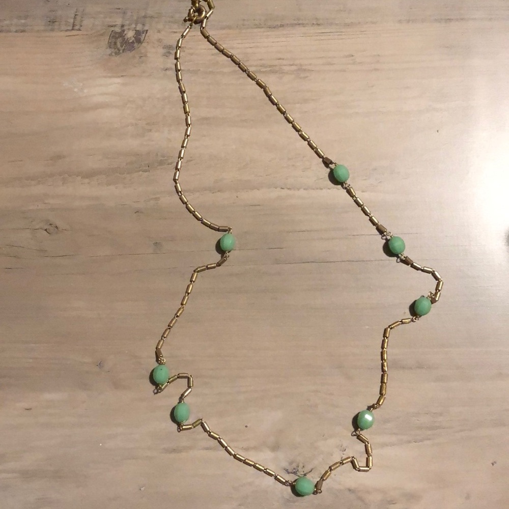 Jcrew gold and sea foam necklace.
